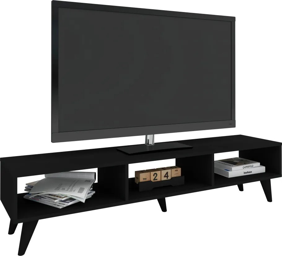 Tirro V2 TV-szekrény, Fekete, 150 x 35 x 35 cm