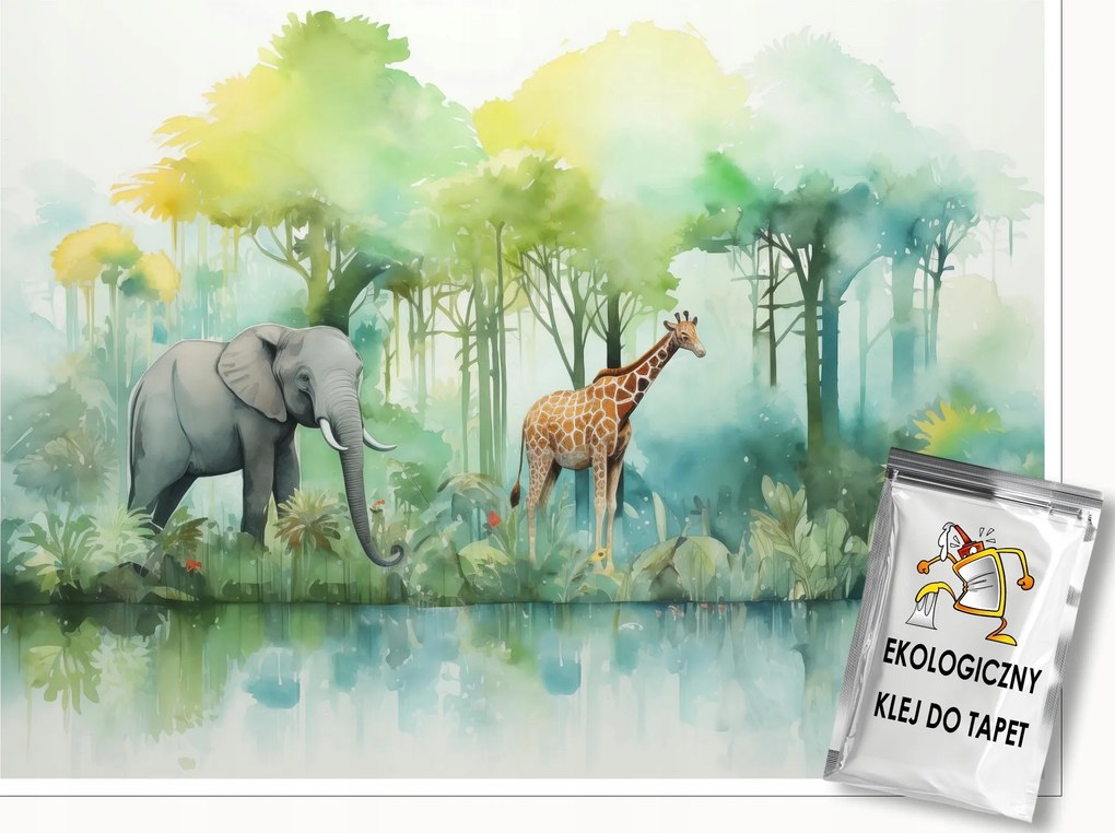 Fotótapéta Gyerekeknek Erdő Állatok Dzsungel Szafari Fali Tapéta 250x175