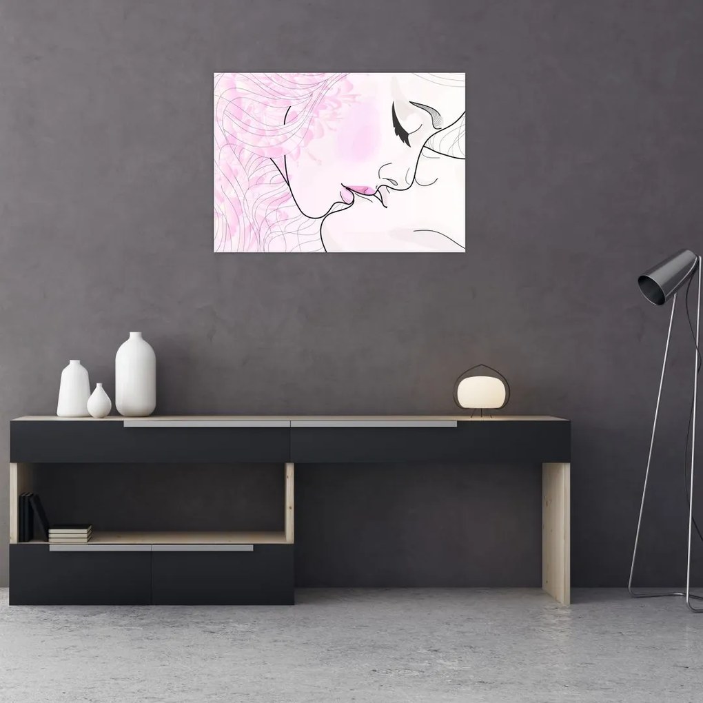 Kép - csók (üvegen) (70x50 cm)