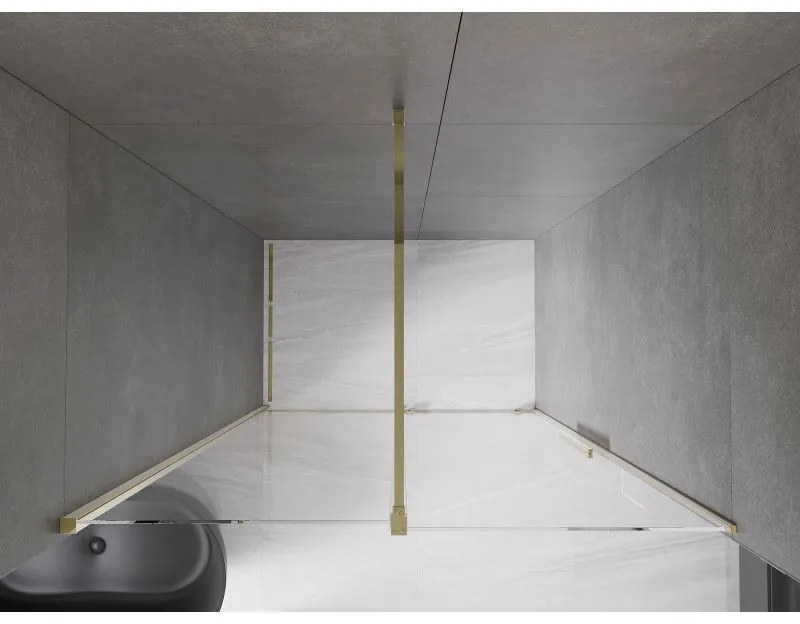 Mexen Velar, nyitható tolóajtó 160x200 cm, 8mm átlátszó üveg, arany fényes, 871-160-000-01-50