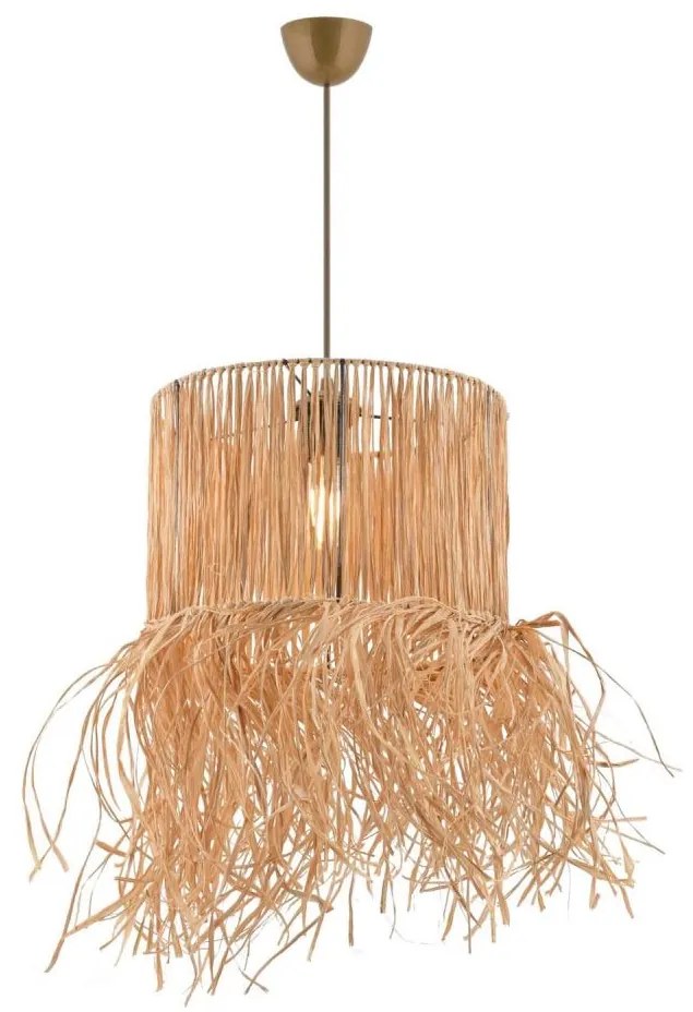 NESS kábelen függesztett csillár, raffia kivitel, 1xE27/40W/230V