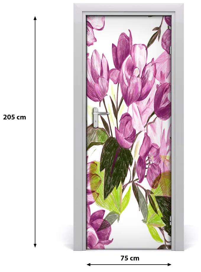 Ajtó tapéta lila virágok 75x205 cm