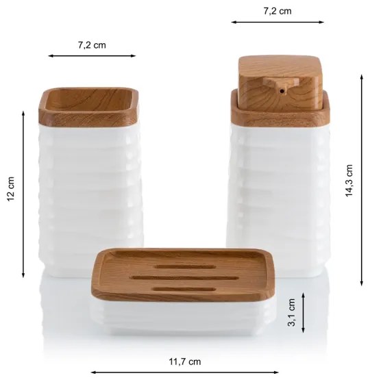 Fürdőszobai készlet WAVE 5 db fehér/barna