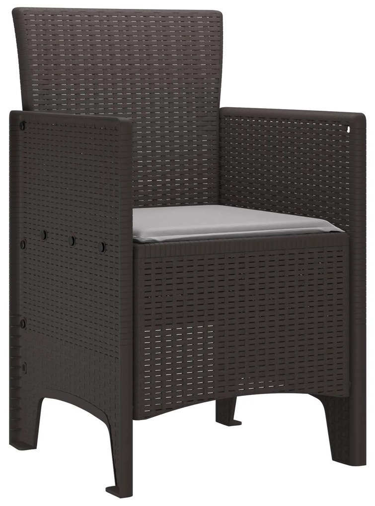 vidaXL Kerti Szék párnával 4 pcs Barna 53 x 49 x 85 cm Polipropilén