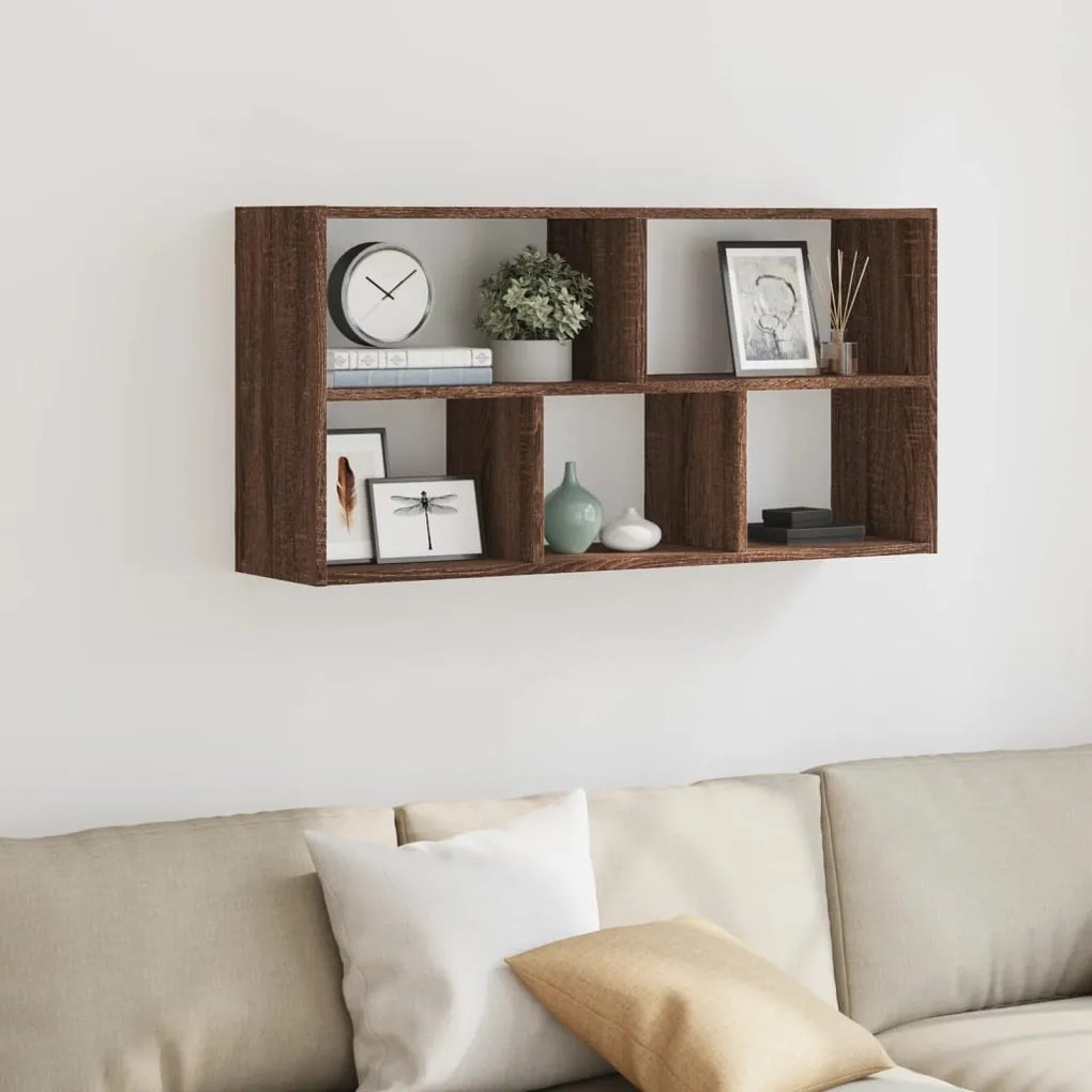 barna tölgy színű szerelt fa fali polc 100 x 25 x 50 cm