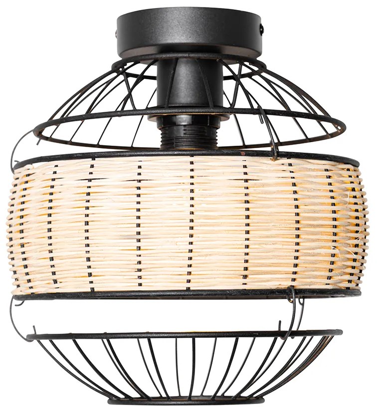 Keleti mennyezeti lámpa fekete rattannal 25 cm - Emir