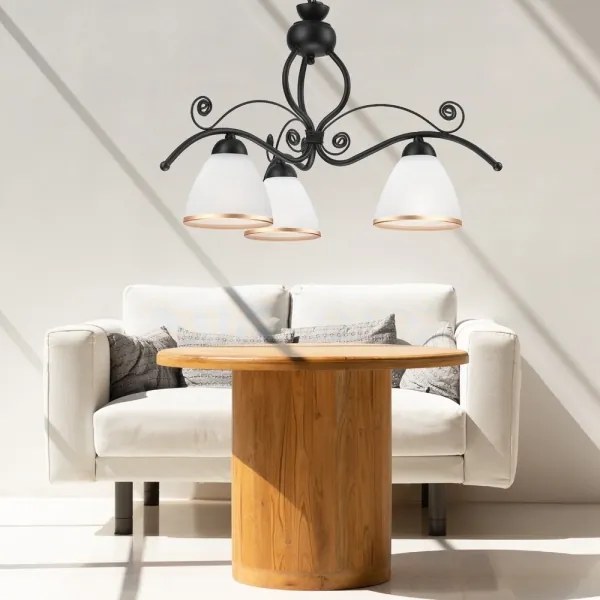 Csillár láncon RETRO II 3xE27/60W/230V fekete