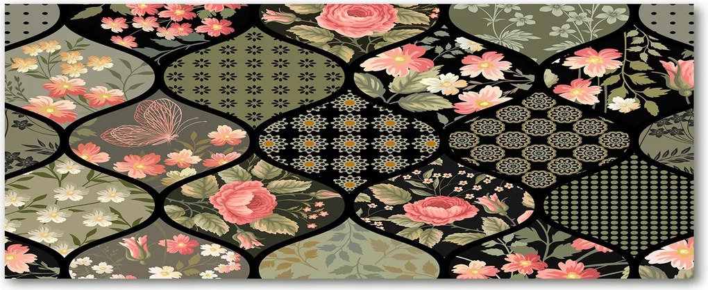 Védő üveg konyhai panel Virágos minta XXL