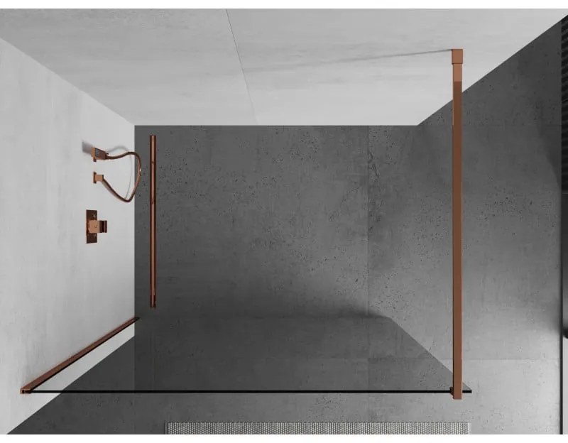 Mexen, Mexen Kioto zuhanyfal Walk-in 145 x 200 cm, átlátszó 8 mm, rózsaszín arany - 800-145-101-60-00