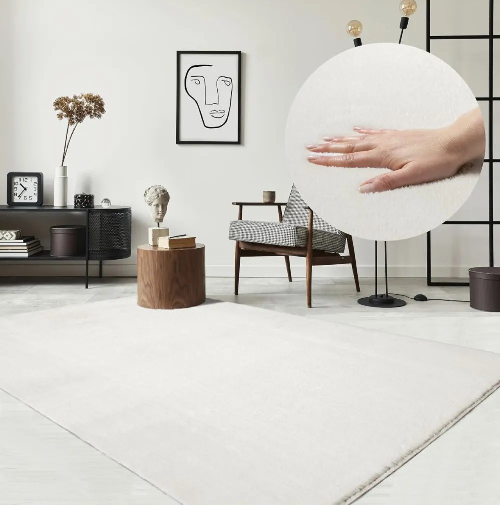 Fehér plüss shaggy szőnyeg, 200x290 cm, Star Shaggy