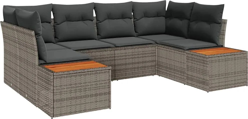vidaXL Kerti Kanapé Szett párnával tárolóval 6 pcs Szürke Polyrattan