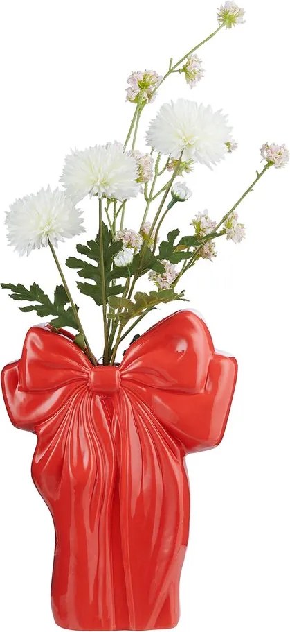 PRESENT váza 26cm piros masni