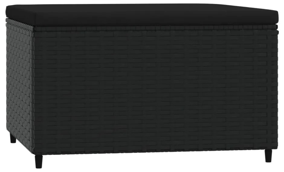 vidaXL 2 db fekete polyrattan kerti lábtartó párnákkal