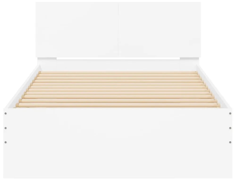 fehér ágykeret fejtámlával és LED-világítással 100 x 200 cm