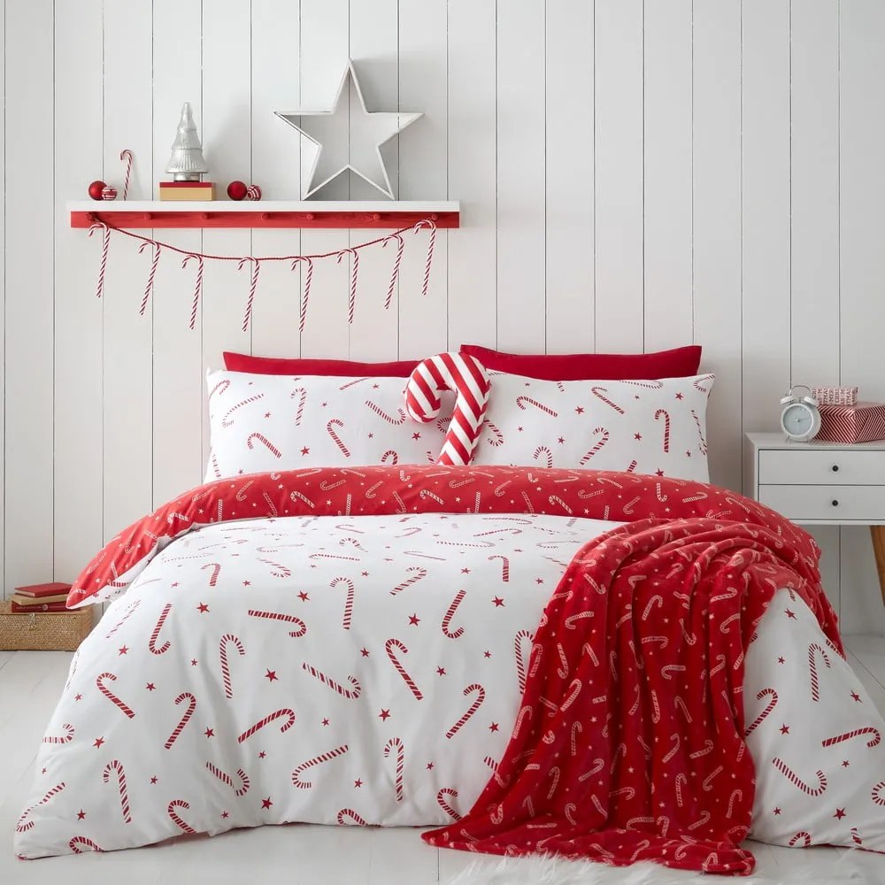 Karácsonyi mintás mikroplüss takaró 130x170 cm Candy Cane – Catherine Lansfield