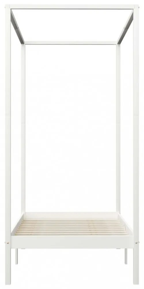 fehér tömör fenyőfa baldachinos ágykeret 90 x 200 cm