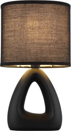 Globo 21731S Asztali lámpa, kerámia fekete, textil fekete, kábel PVC fekete, billenőkapcsoló a kábelen, HxSzxM: 170x100x300mm, kábel hossza 1300mm, 1x E14 40W 230V izzó nélkül