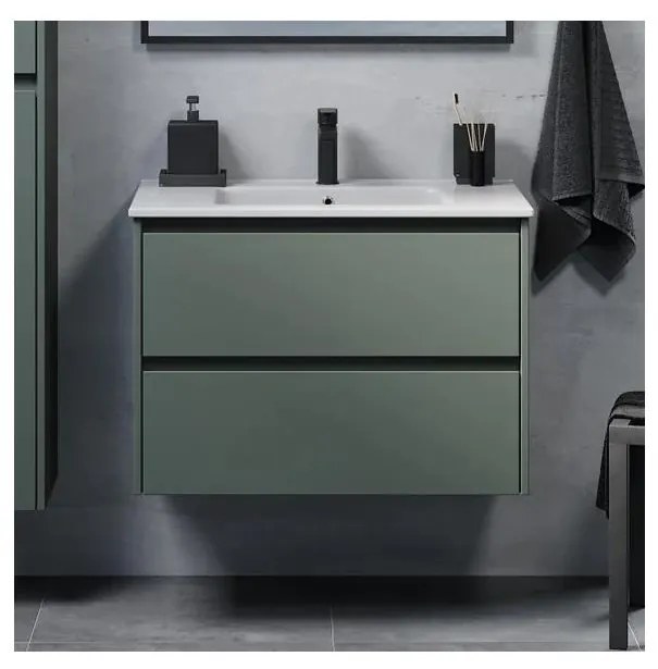 MOLDE 80 cm-es fürdőszobai szekrény mosdóval, zöld