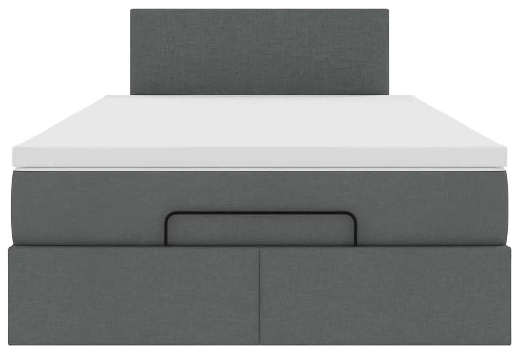 Ottomán ágy matraccal sötétszürke 120x190 cm szövet