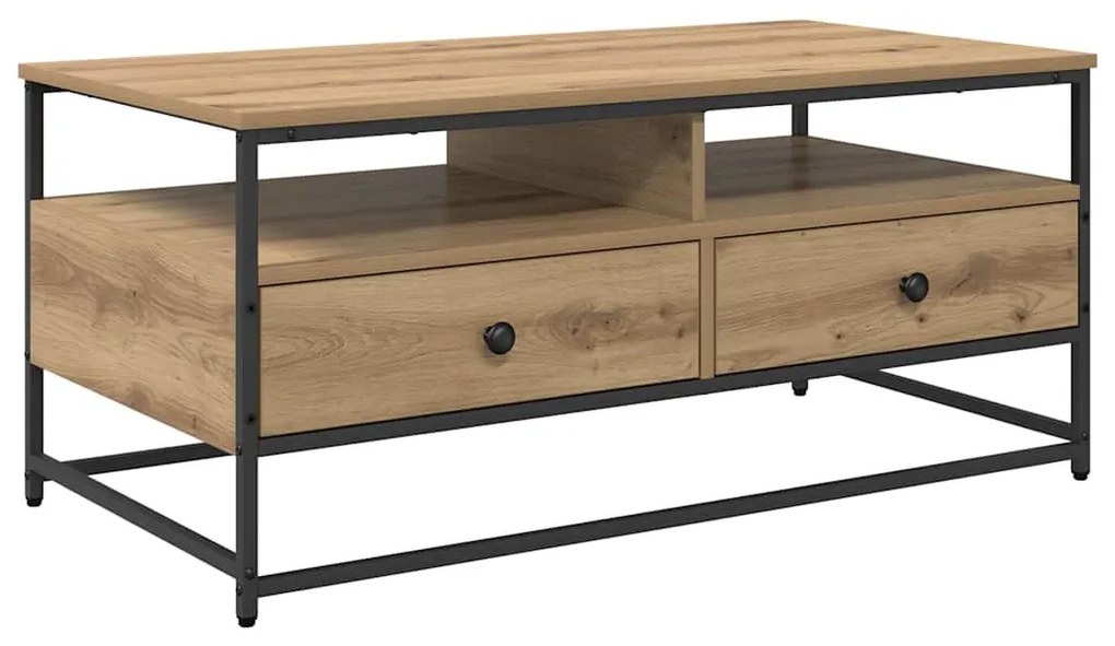 Dohányzóasztal fiókkal kézműves tölgy 100 x 51 x 45 cm Faanyag