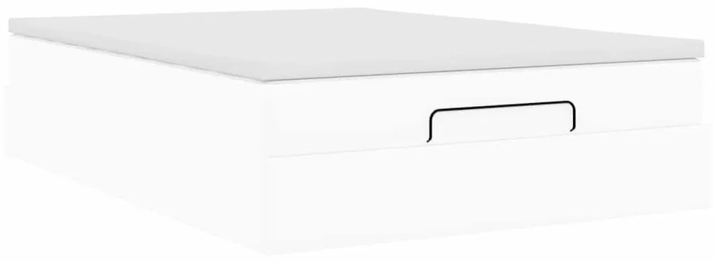 Ottomán ágykeret matraccal fehér 140x190 cm műbőrrel