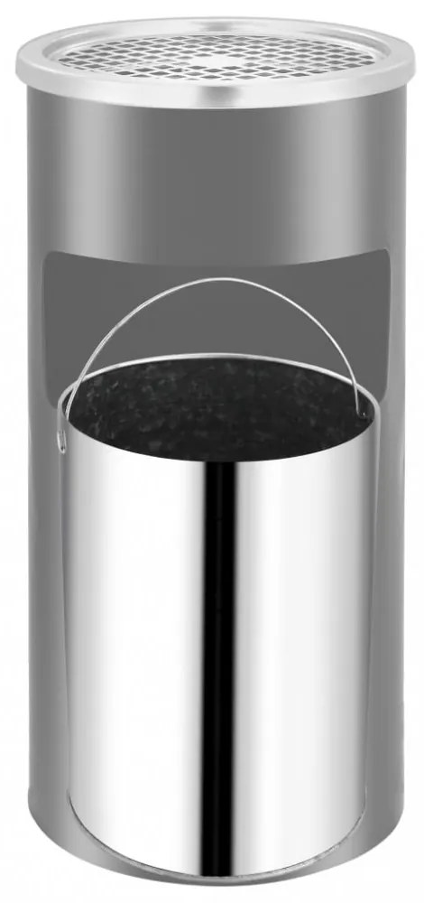 fekete acél fali szemeteskuka hamutartóval 26 liter