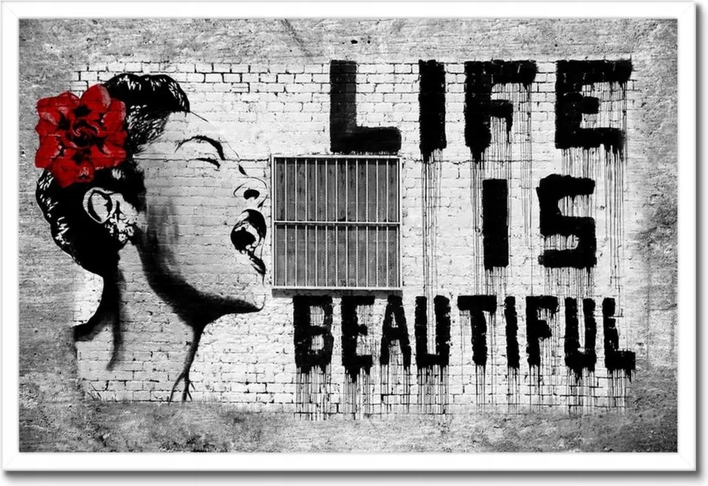 Poszterek keretben 60x40 Banksy Life is Beautiful