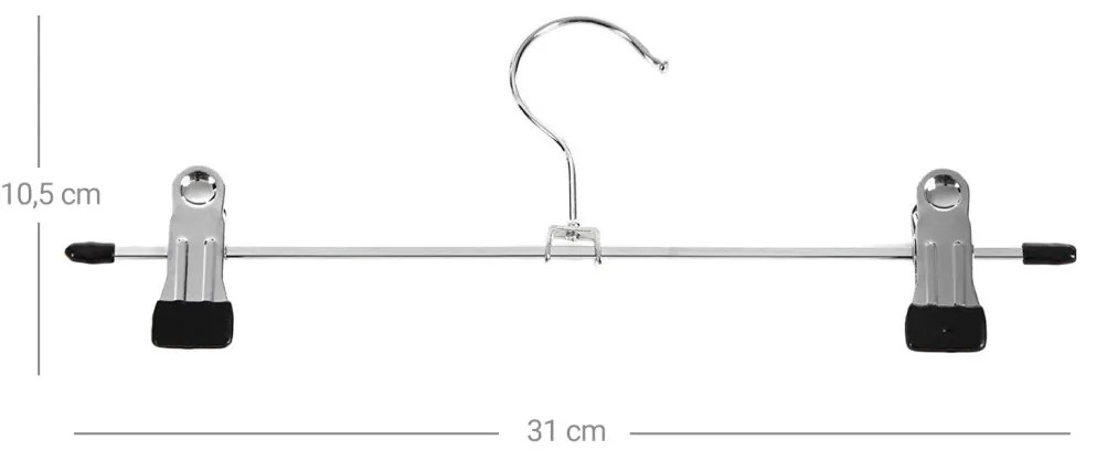Fém nadrágtartó, 20 darabos szett, fekete és ezüst 31 cm széles