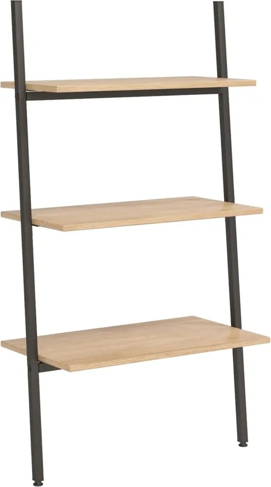 vidaXL 3 szintes világosbarna és fekete létrapolc 64 x 34 x 116 cm
