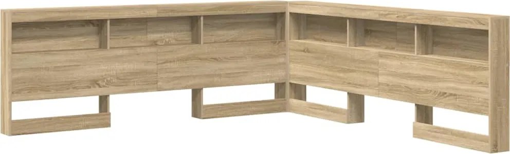 vidaXL Tároló fejtámla polcokkal tárolóval Sonoma tölgy 200 cm Faanyag