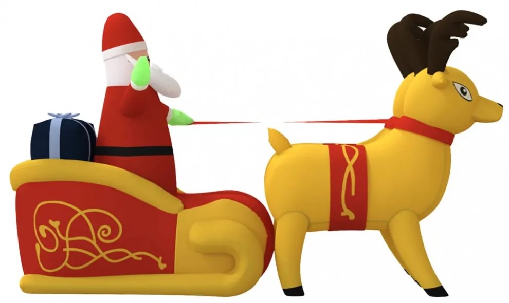 felfújható karácsonyi Mikulás és rénszarvas LED-ekkel 130 cm