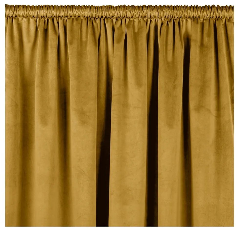 Mustársárga bársony dimout (részleges sötétítő) függöny 265x225 cm Velto – Filumi