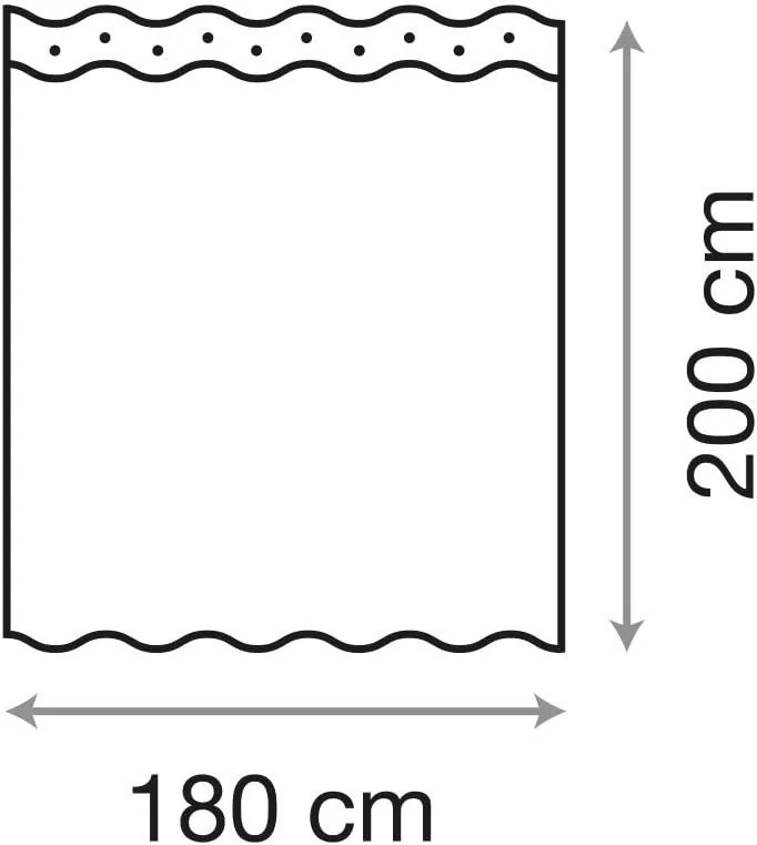 Zuhanyfüggöny - BLACK AND WHITE - Impregnált textil - 180 x 200 cm