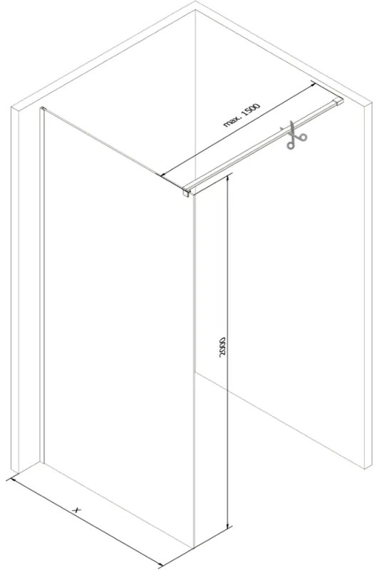 Mexen Kioto zuhanyparaván, 70x200 cm, 8 mm, króm profil, átlátszó jegesedés üveg, 800-070-101-01-35