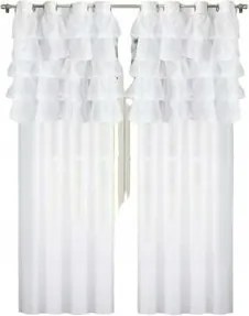 Fodros Függöny Fehér Kész Fátyol Átvezető 145x250 cm Klasszikus Fodros