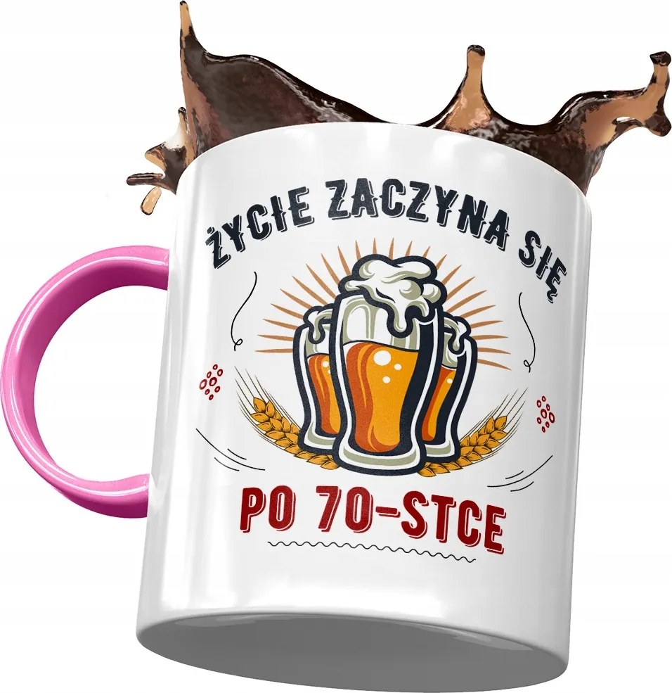 Rózsaszín Bögre Születésnapra 70 70-es 70-es Ajándék Nyomtatott Fotóval