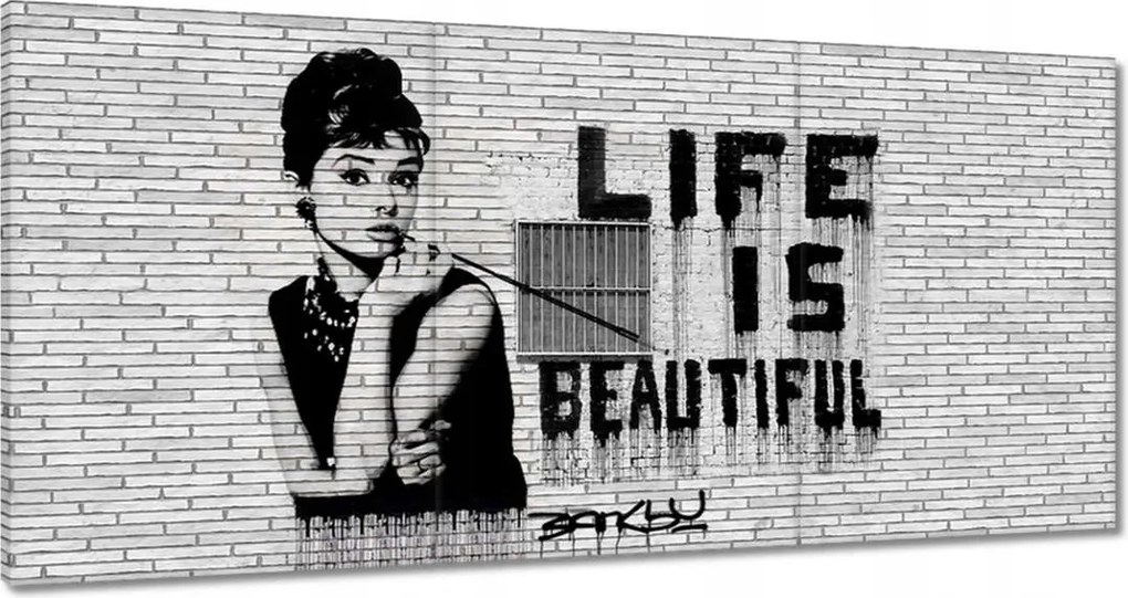 Festmények 180x90 Banksy Life is beautiful