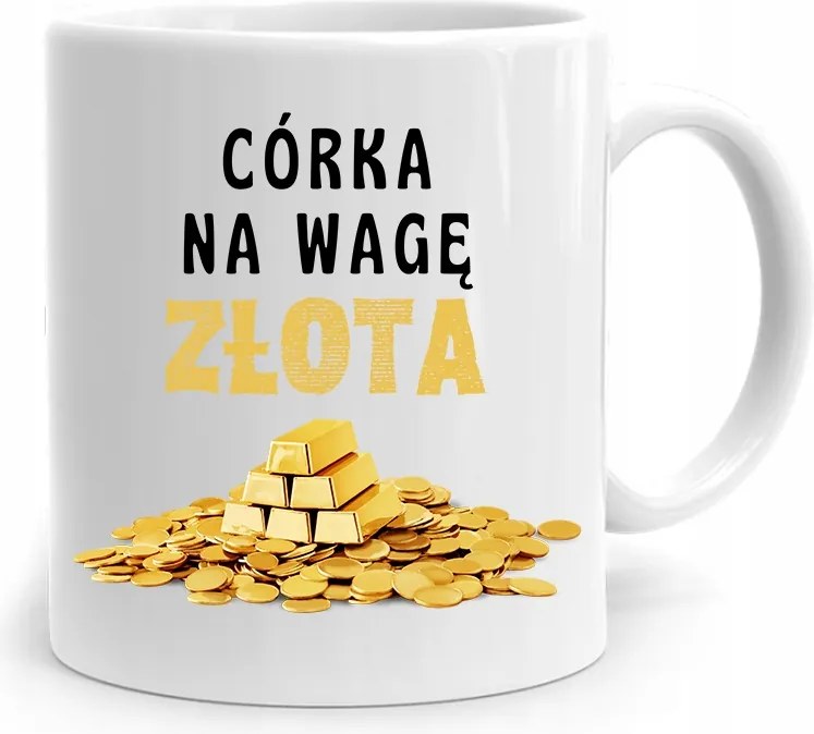 Bögre Ajándék Lányának Lánya Arany Mérleggel, fényképes nyomtatással