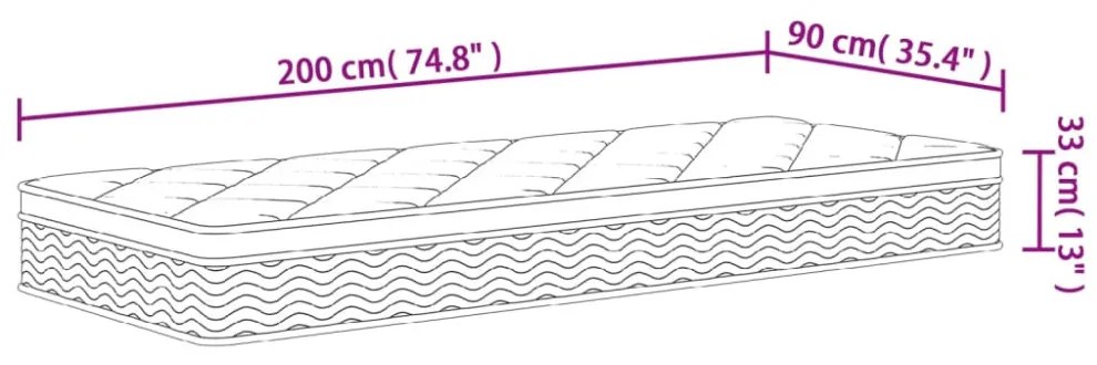 vidaXL közepes plus zsebrugós matrac 90 x 200 cm