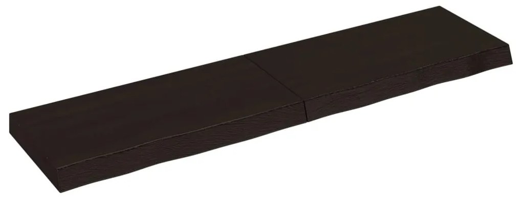 sötétbarna kezelt tömör tölgyfa fali polc 120 x 30 x (2-6) cm