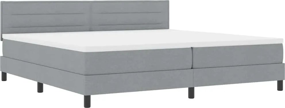 vidaXL Boxrugós ágy matracmal leddel Világosszürke 200 x 200 cm szövet
