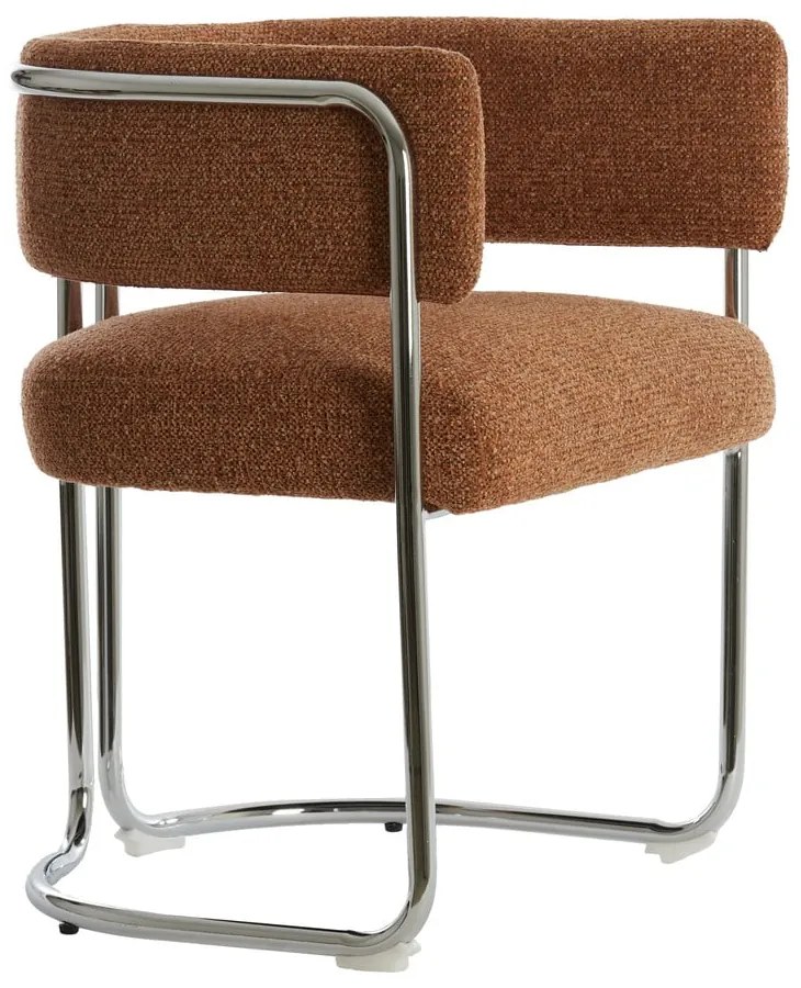 Világosbarna kárpitozott karfás étkezőfotel Adante – Light &amp; Living