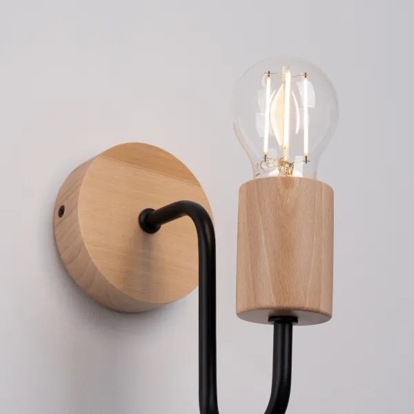 Sollux SL.1668 - Fali lámpa TIMBO 1xE27/15W/230V fekete/bézs/bükkfa
