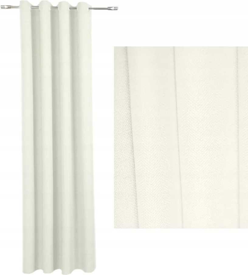 Függöny karikákkal, 140x250 cm, Panama ekrü színben, készre varrva