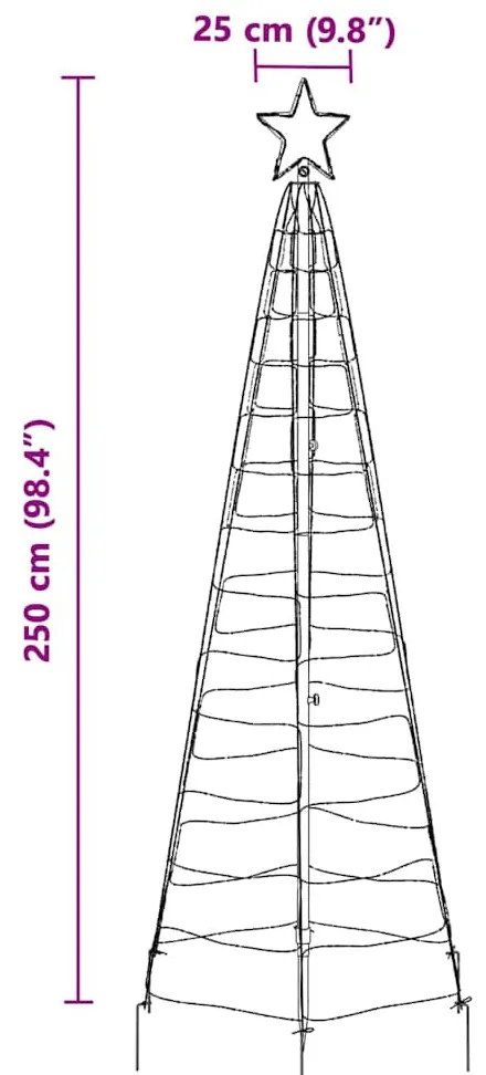 LED Karácsonyfák talajráccsal 390 LED-del Kék 250 cm Vas