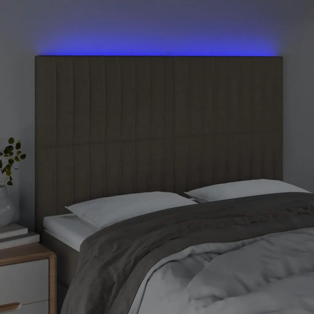 tópszínű szövet LED-es fejtámla 144x5x118/128 cm
