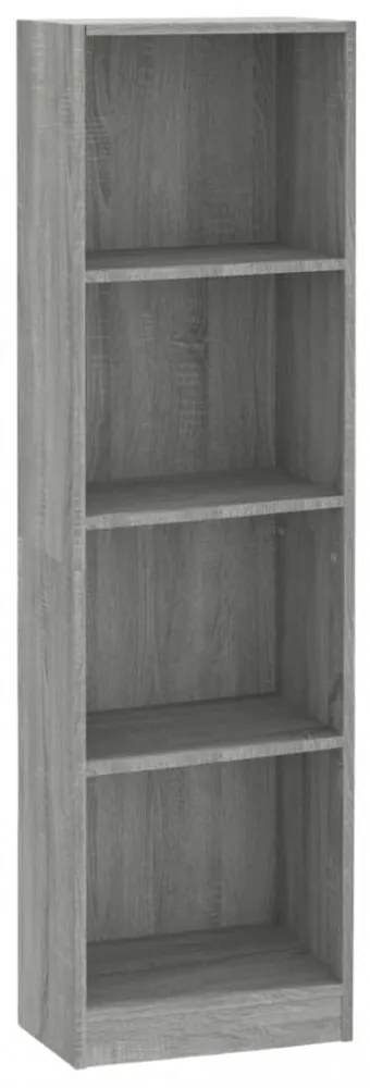 4 szintes szürke sonoma szerelt fa könyvszekrény 40x24x143 cm