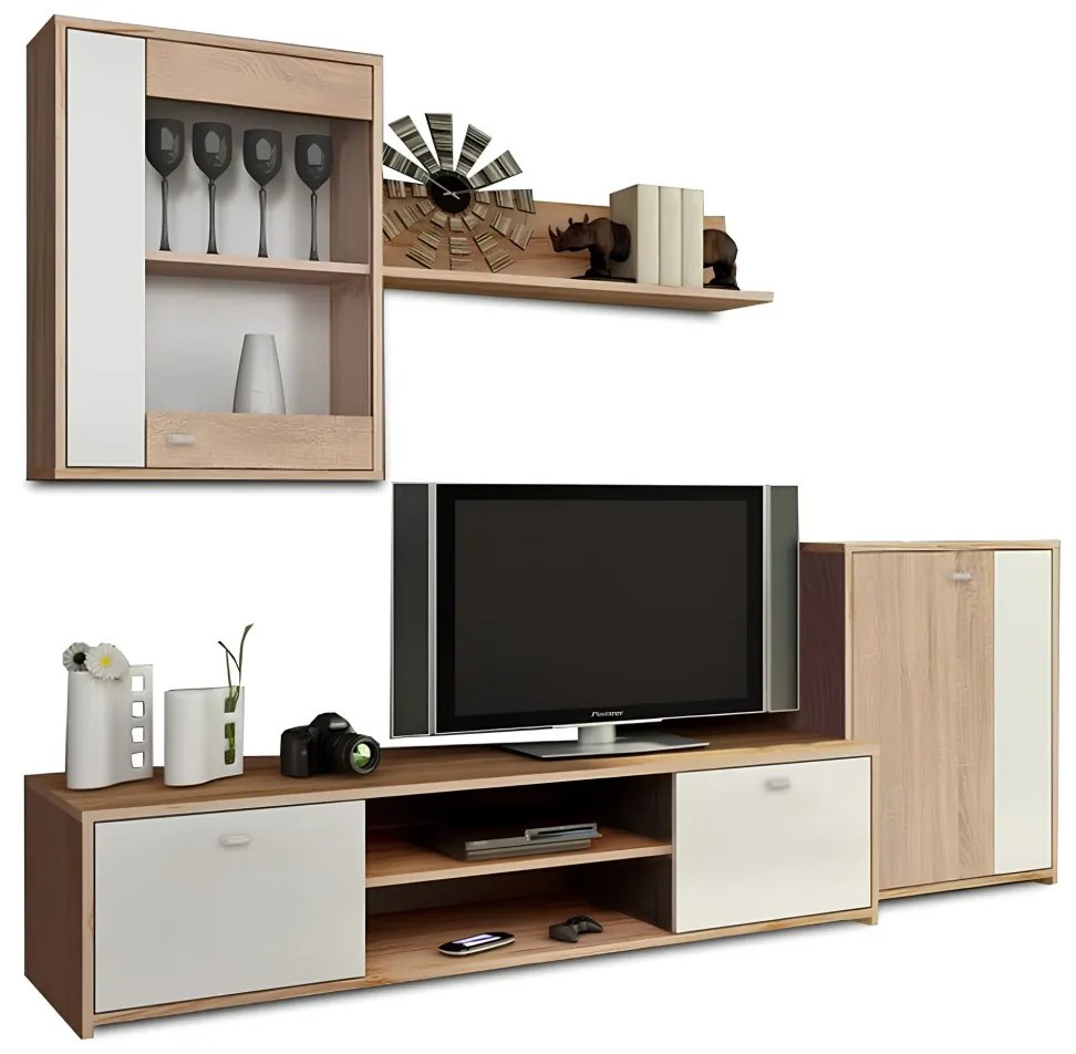 Nappali bútor, tölgy sonoma/fehér, GENTA