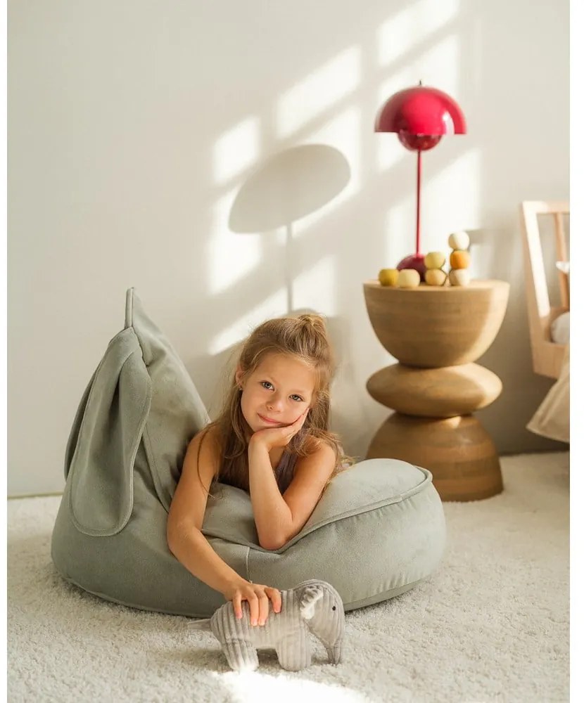 Mentazöld bársony gyerek babzsákfotel Bunny – Wigiwama