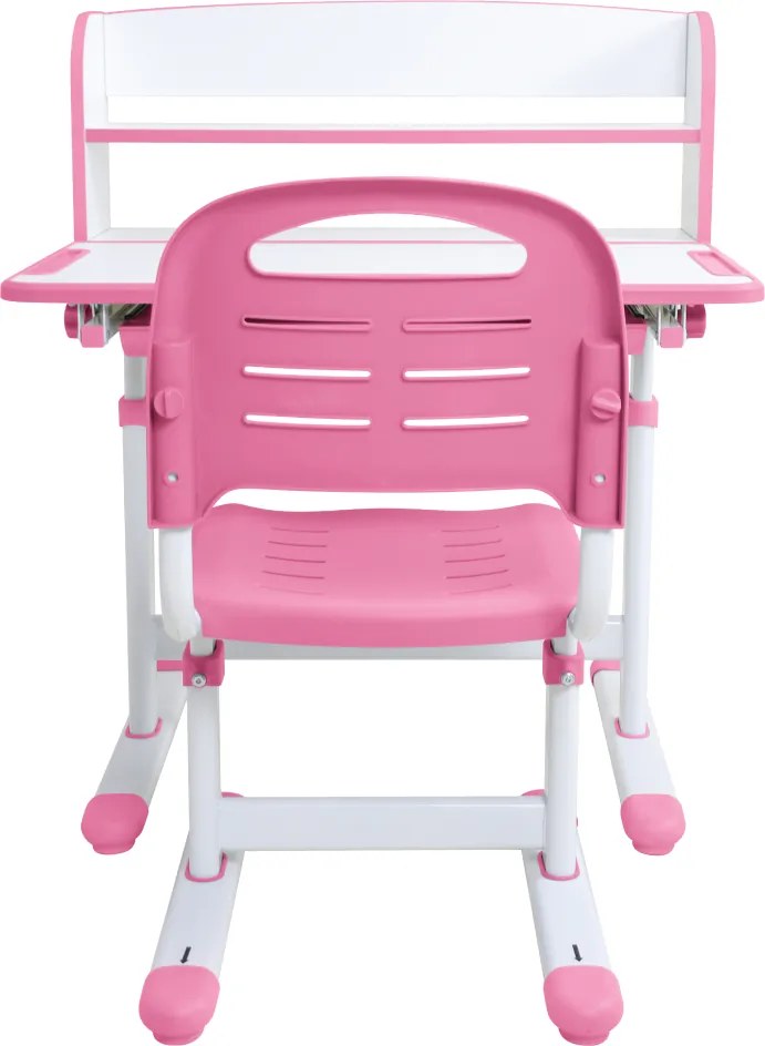 Növekvő íróasztal és szék, rózsaszín/fehér, set ZION